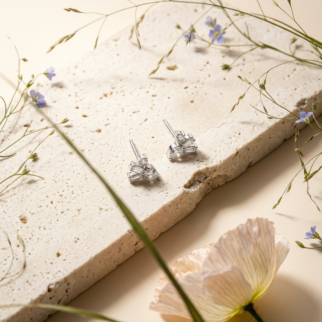 Raelia Silver Cluster Stud Earrings