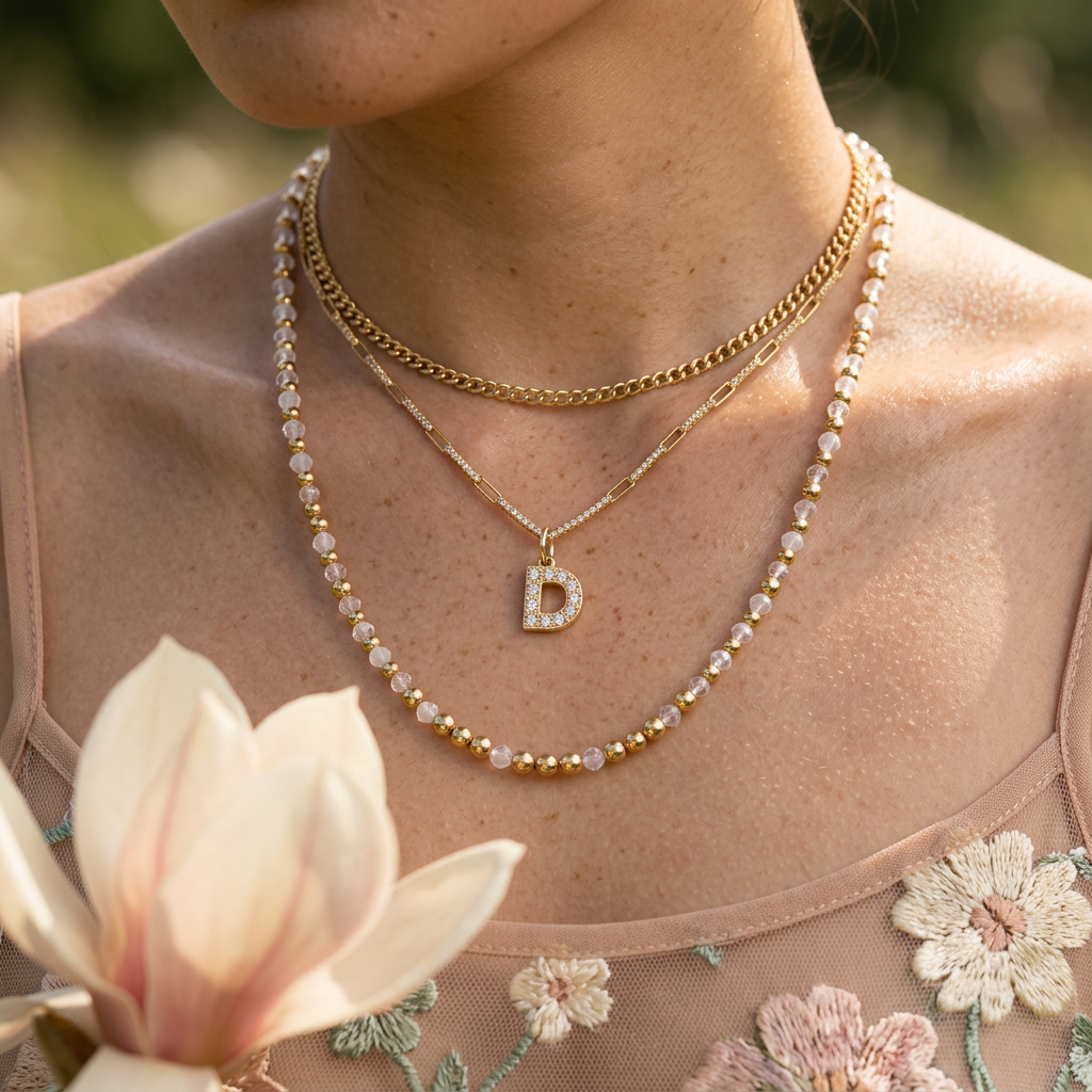 Meara Golden "D" Letter Pendant Charm