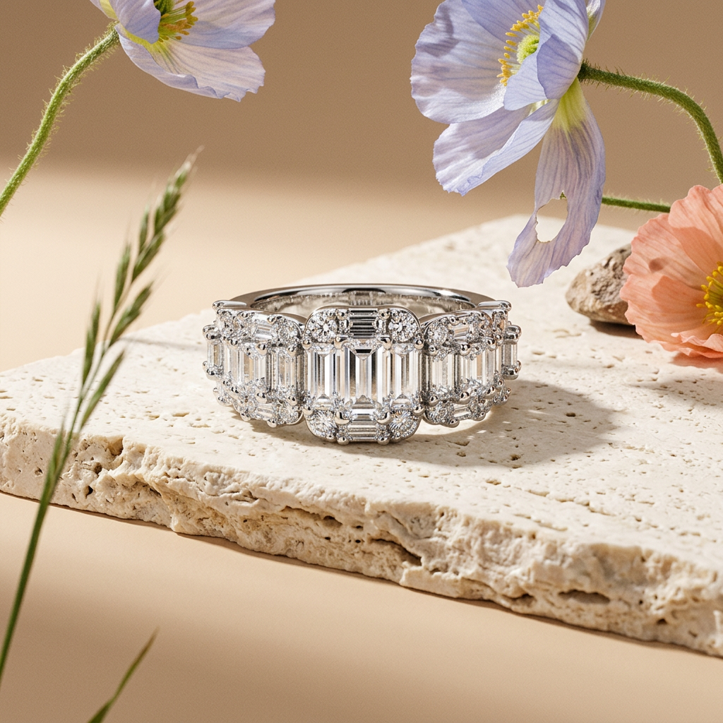Vaelia Silver Cluster Pavé Band Ring