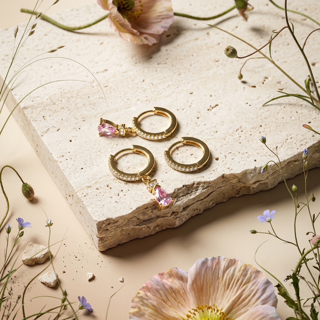 Leovia Golden Drop Huggie Earrings