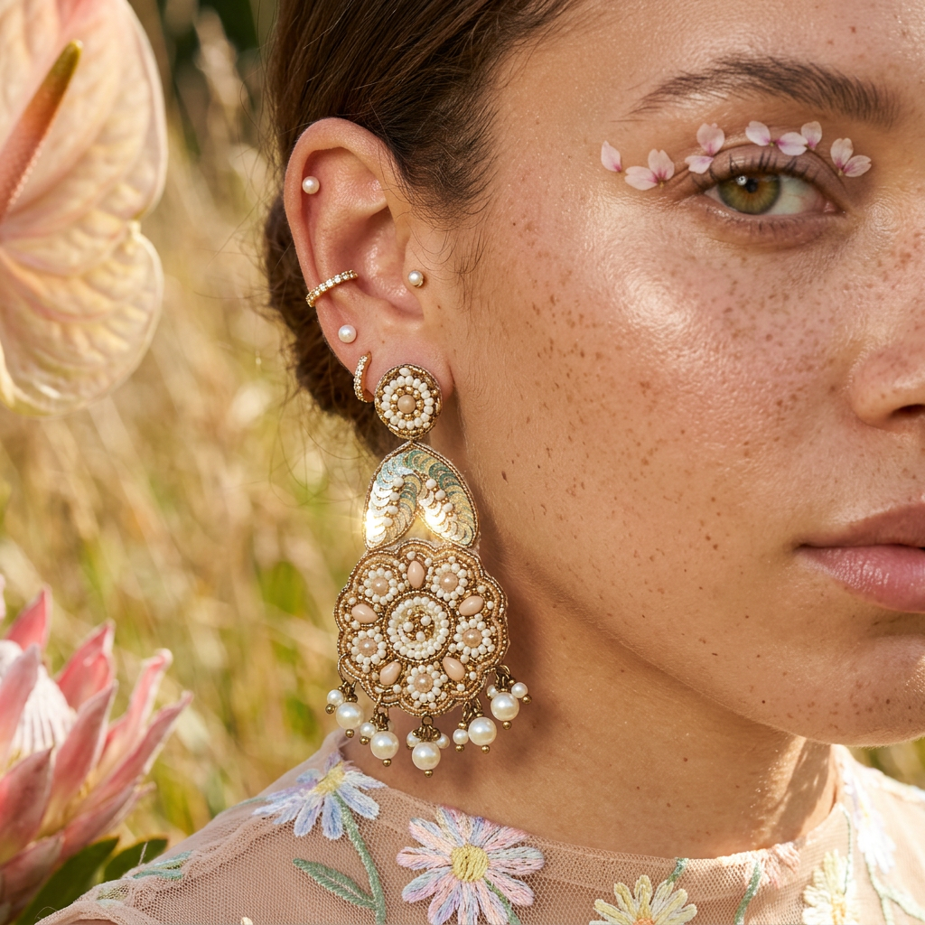 Sialia Golden Flower Drop Earrings