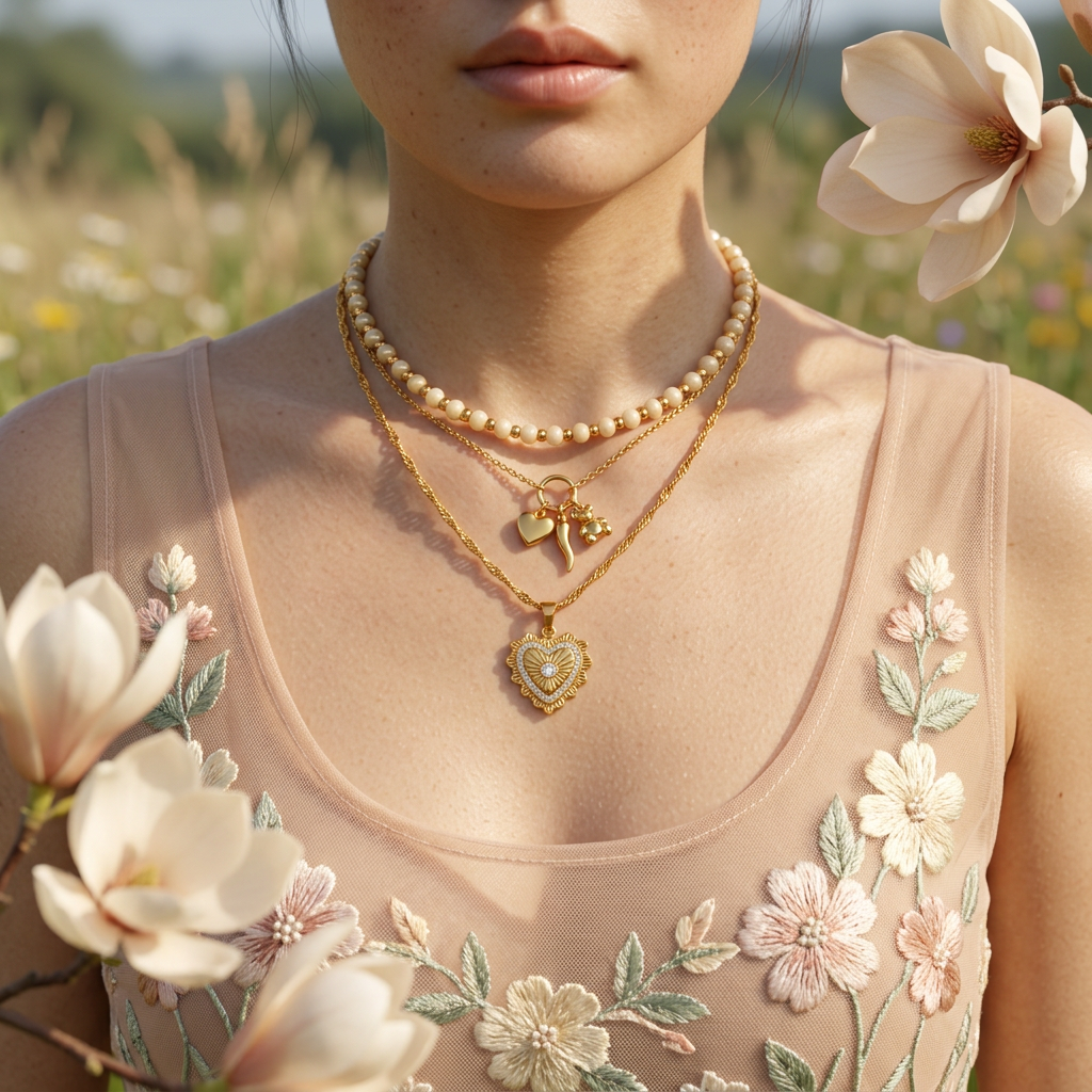 Vealina Golden Heart Pendant Necklace