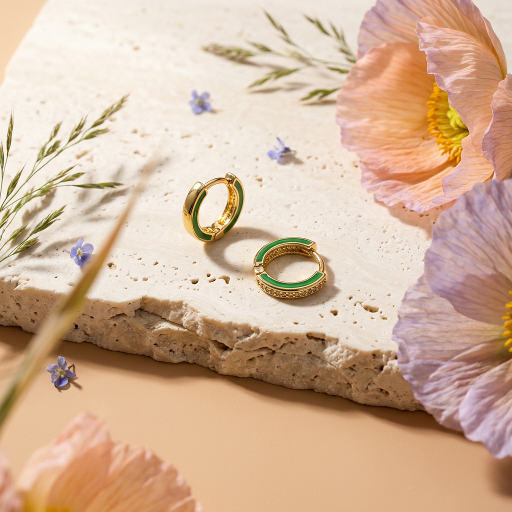 Thaelia Golden Hoop Huggie Earrings
