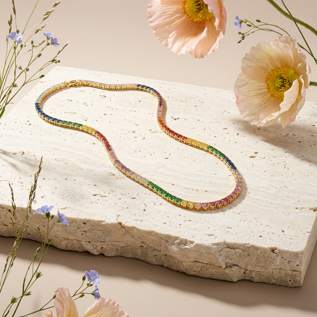 Ziolea Golden Chain Tennis Necklace