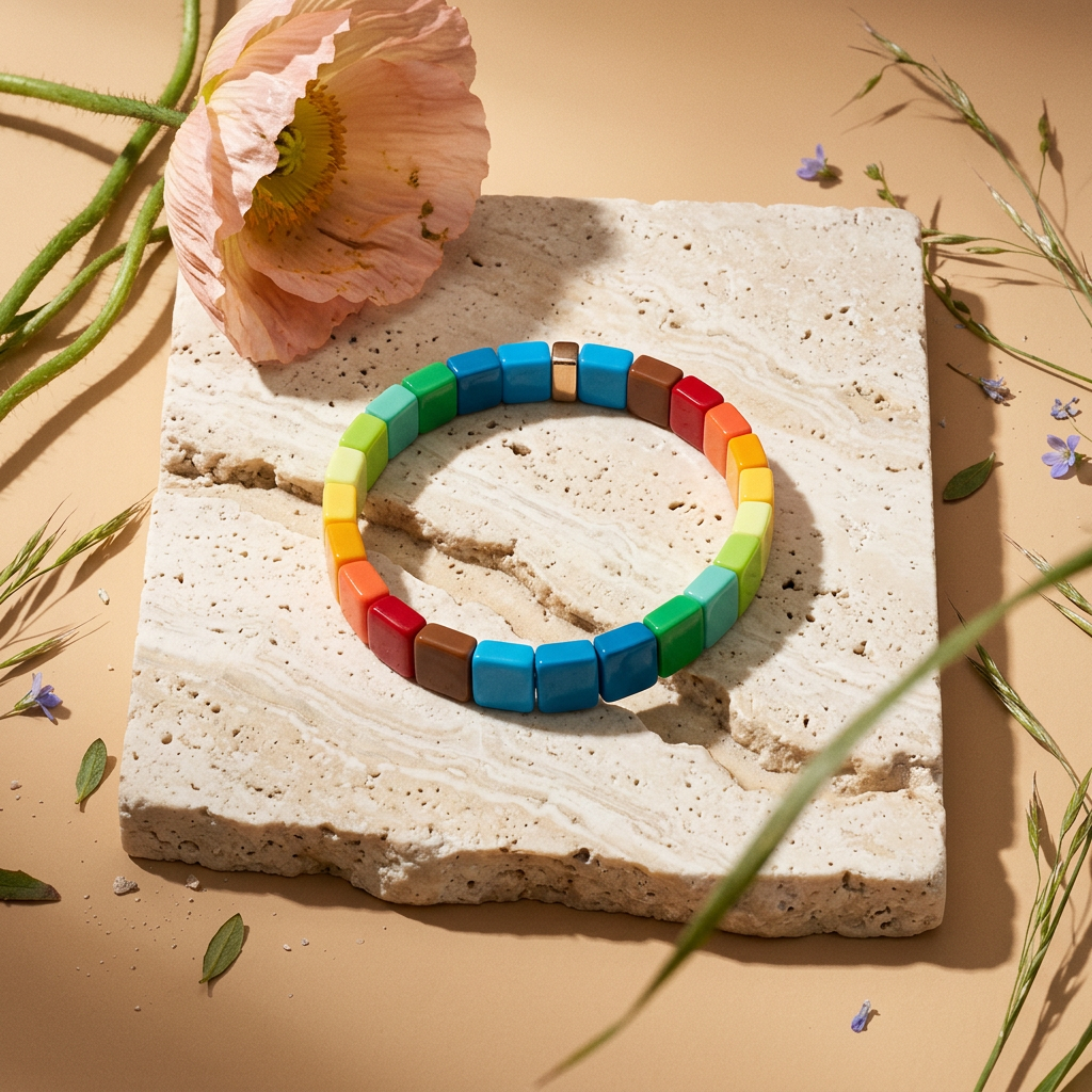 Zeolia Golden Tile Strand Bracelet