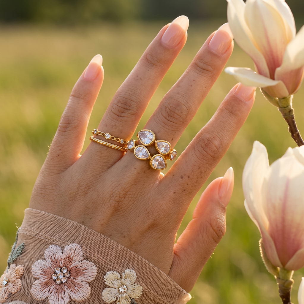 Laesia Golden Pear Statement Ring