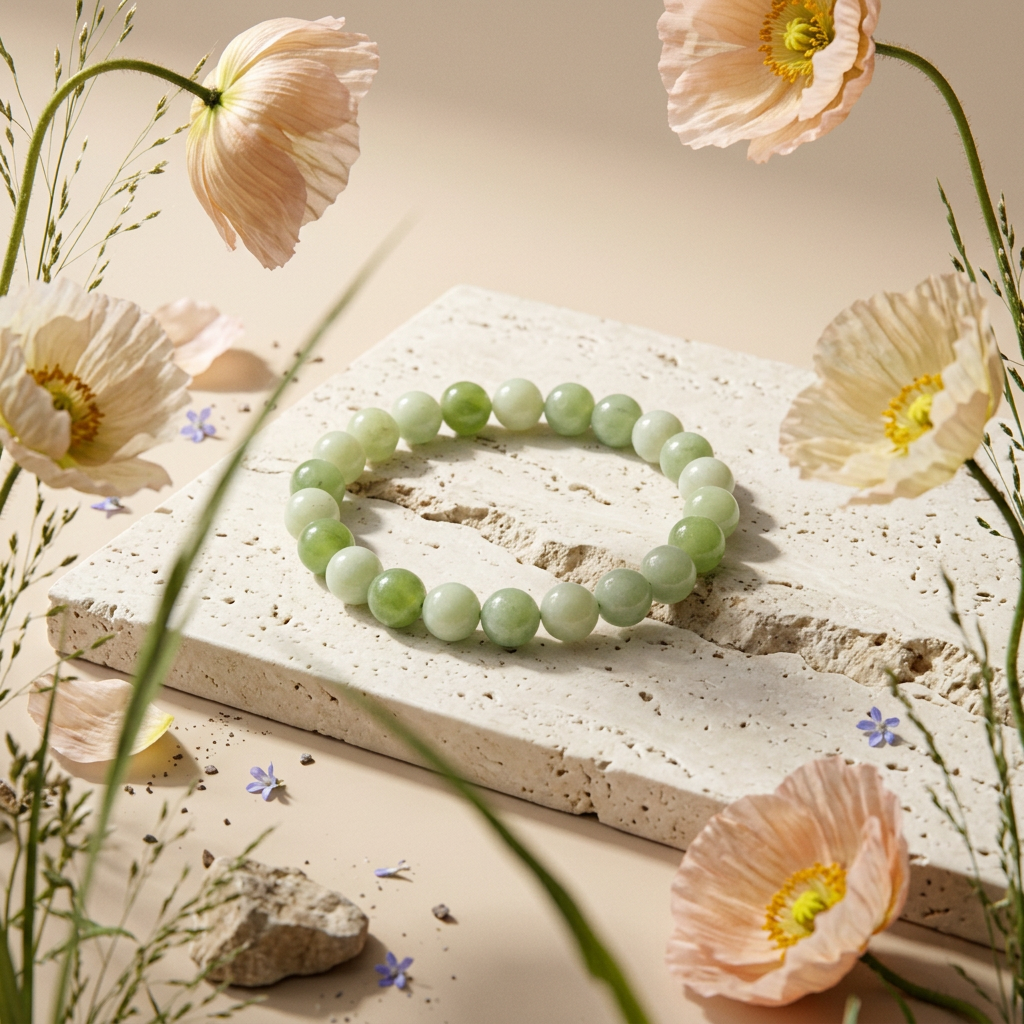 Vioria Green Jade Orb Strand Bracelet