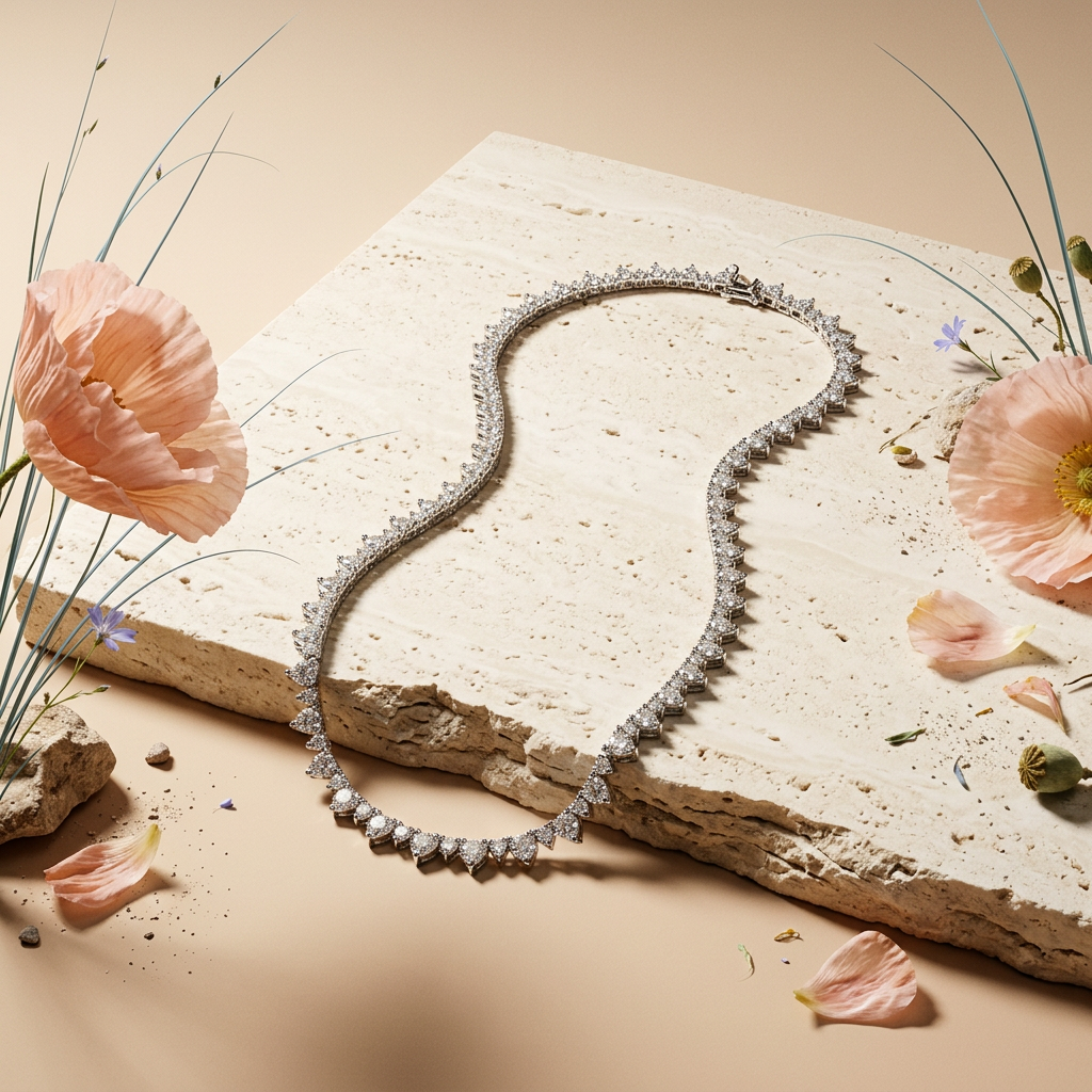 Raevia Silver Cluster Chain Necklace