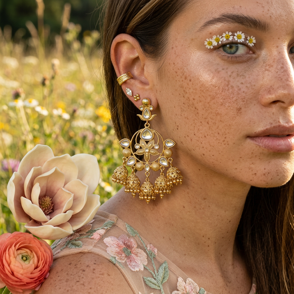 Giolia Golden Teardrop Chandelier Earrings