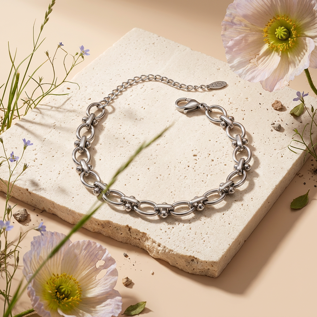 Zaelia Silver Oval Link Bracelet