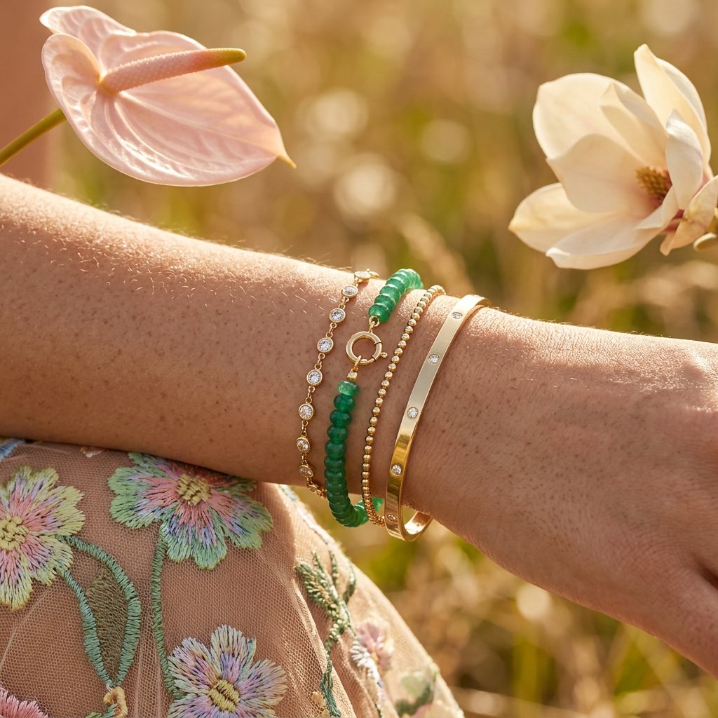 Zaelia Golden Orb Beaded Bracelet