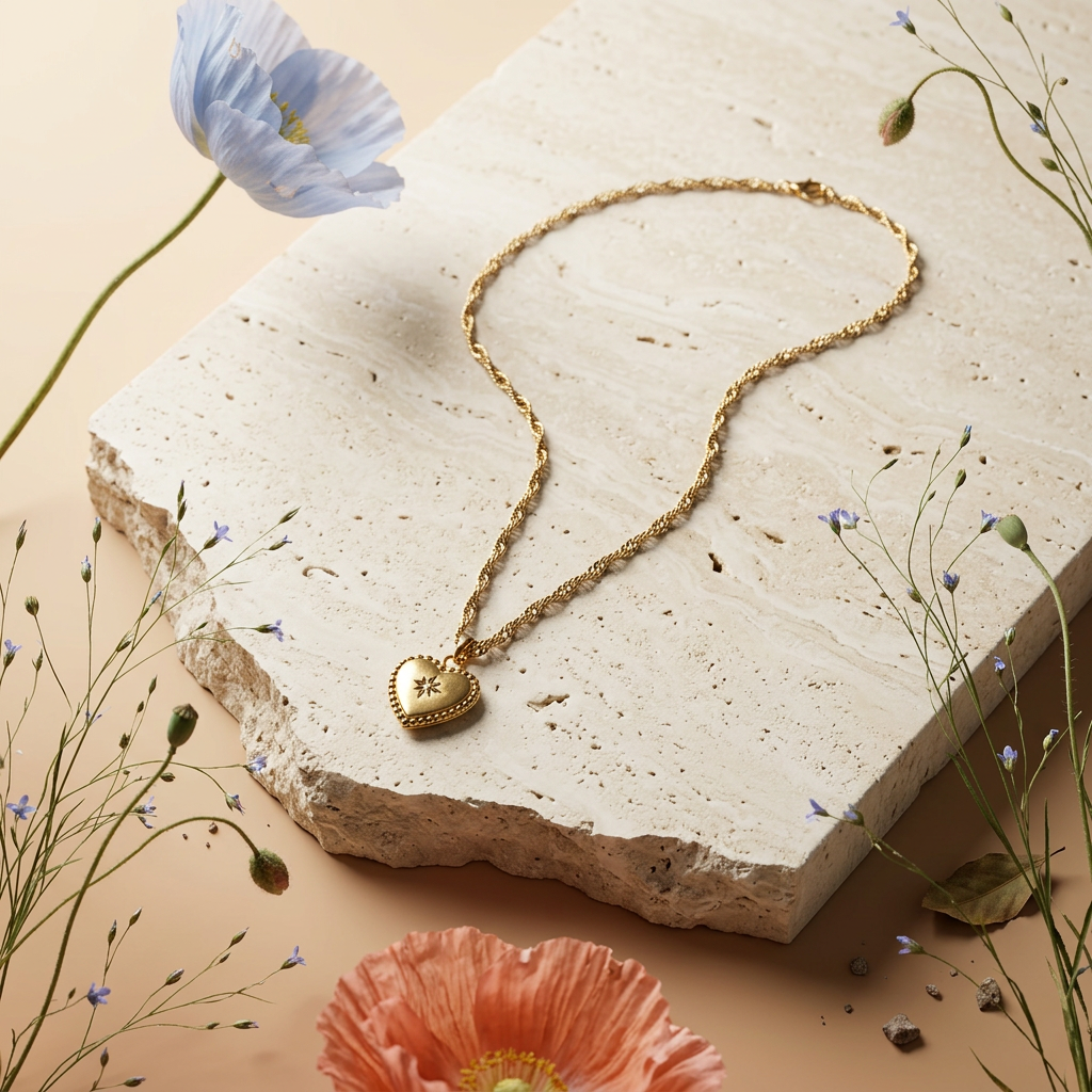 Vaelia Golden Heart Pendant Necklace