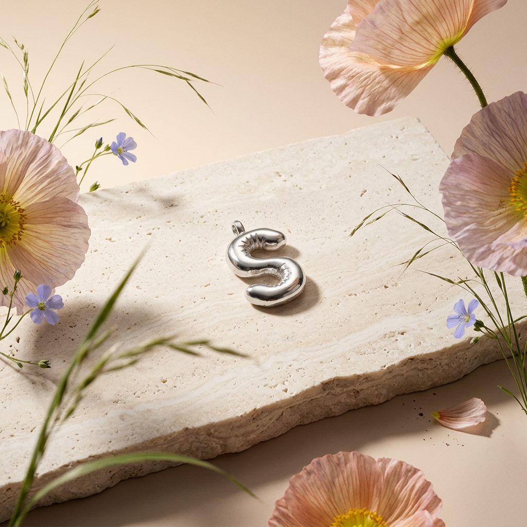 Ziolia Silver "S" Letter Pendant Charm