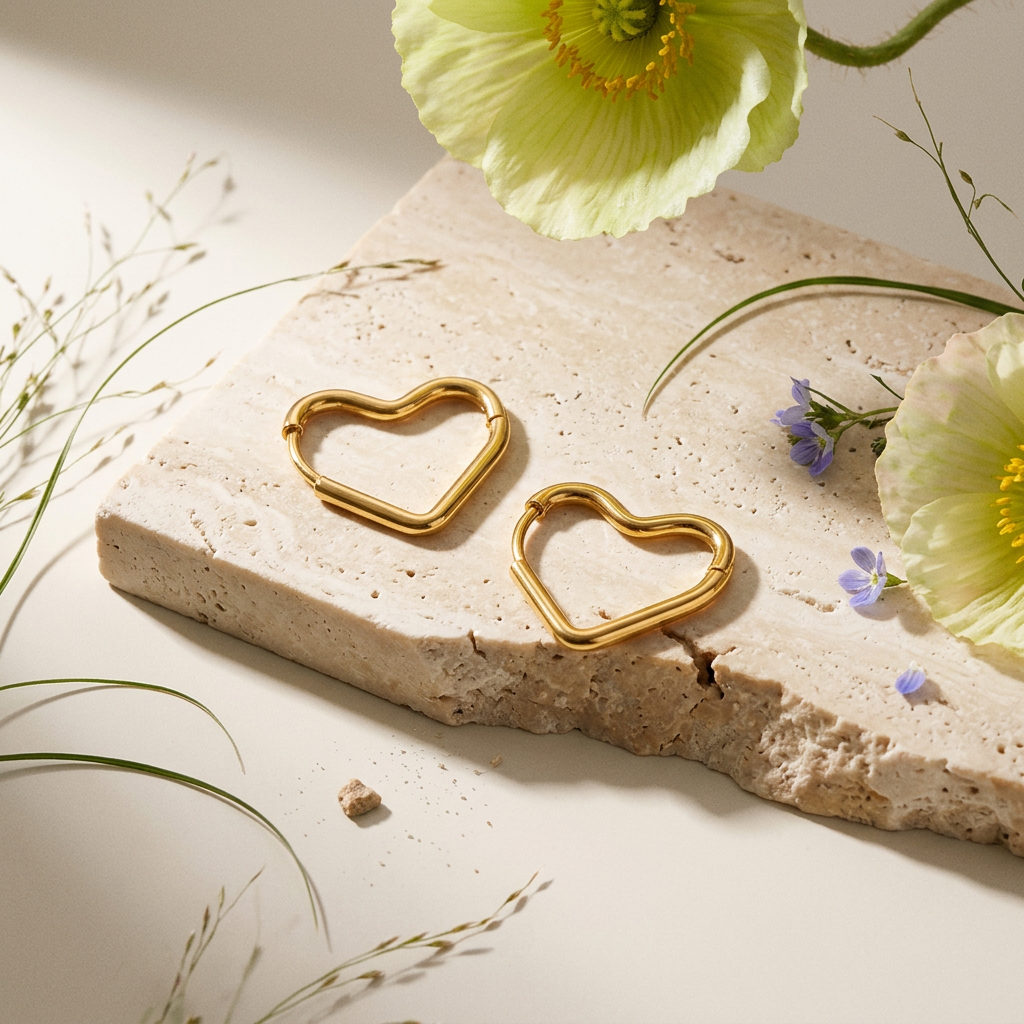 Raelia Golden Heart Huggie Earrings