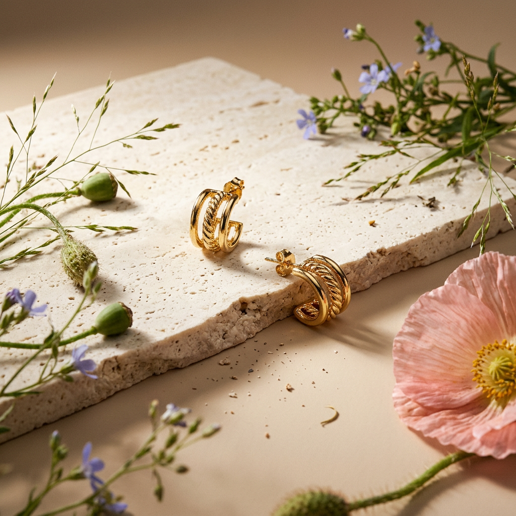 Vaeolia Golden Band Huggie Earrings