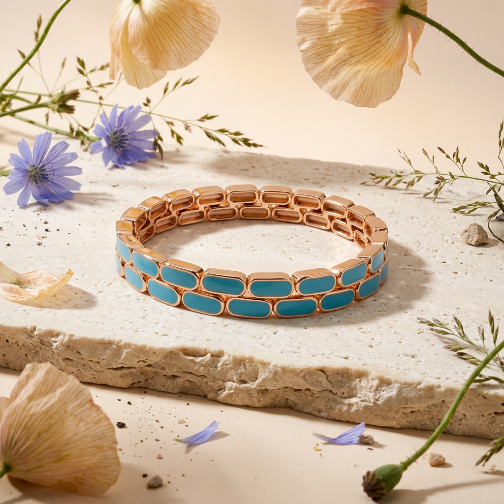 Laenia Rose Gold Bar Link Bracelet