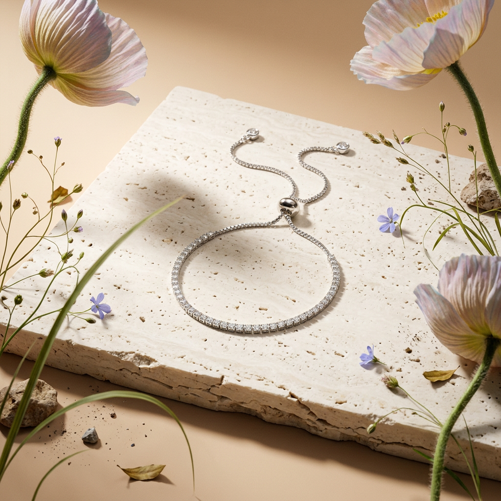 Naelira Silver Chain Tennis Bracelet