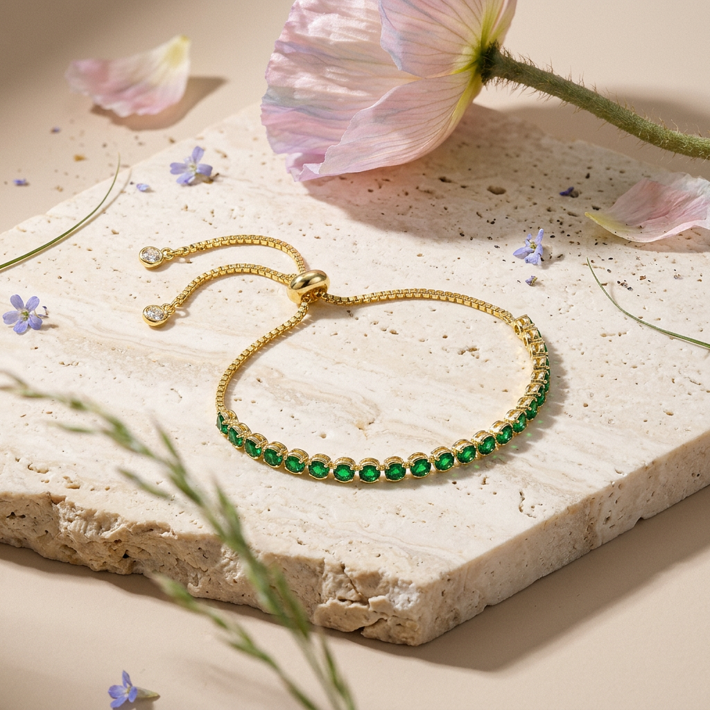 Zaephia Golden Orb Tennis Bracelet