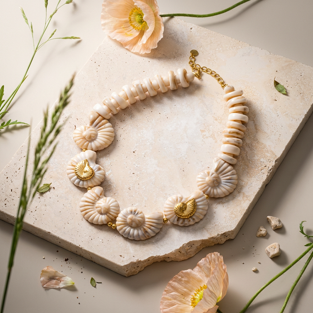 Viomia Golden Shell Strand Necklace