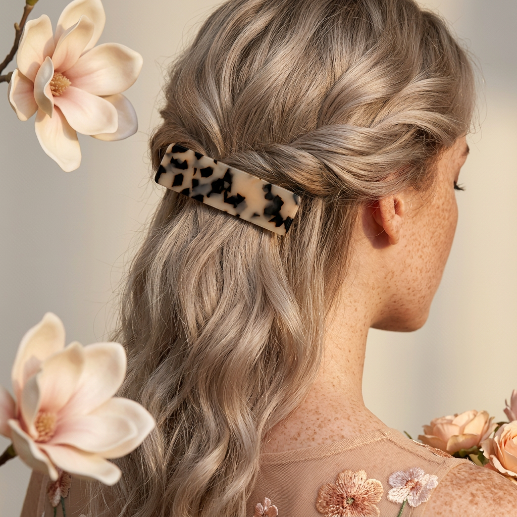 Kiovia Cream Rectangular Barrette Hair accessory
