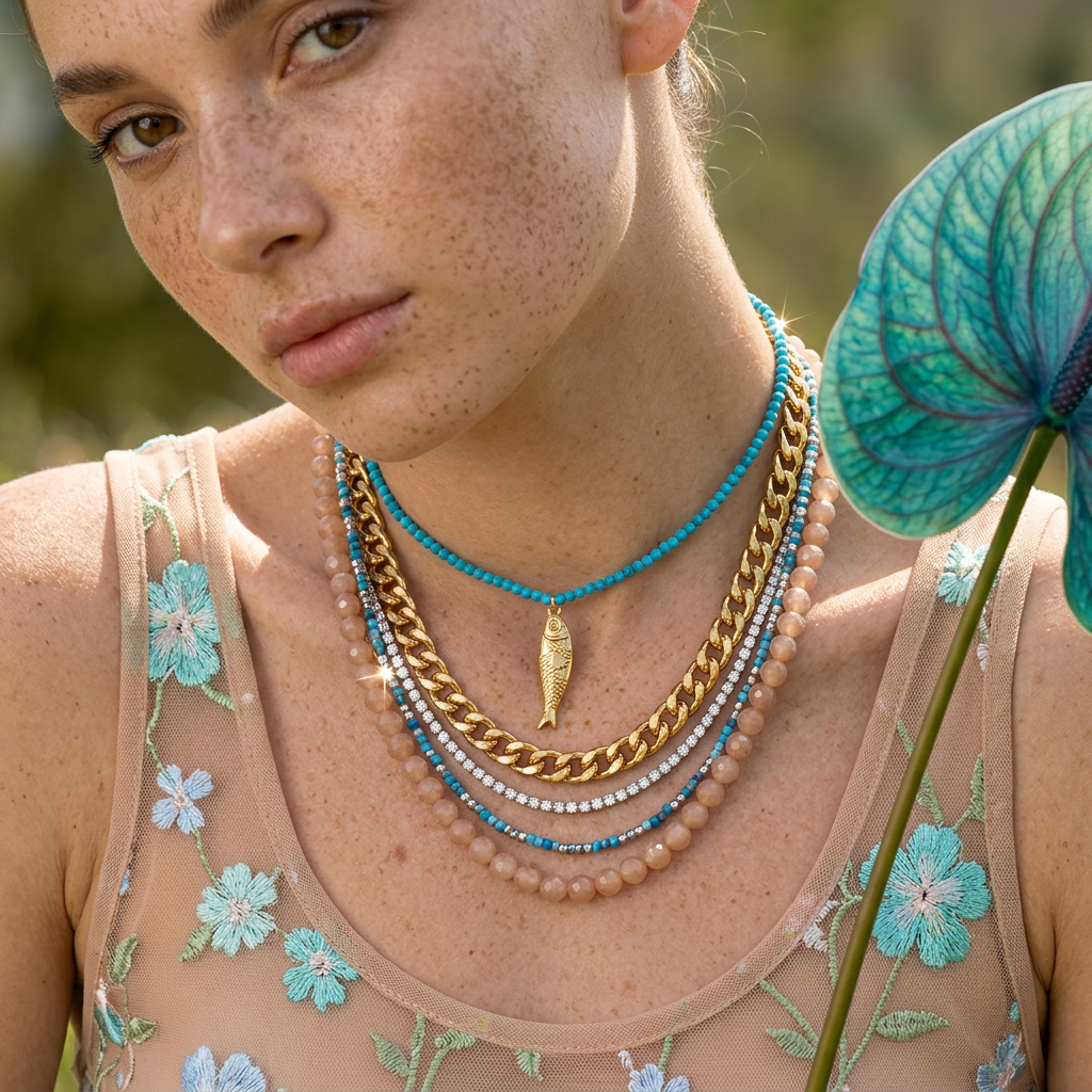 Vealia Golden Fish Drop Pendant Necklace