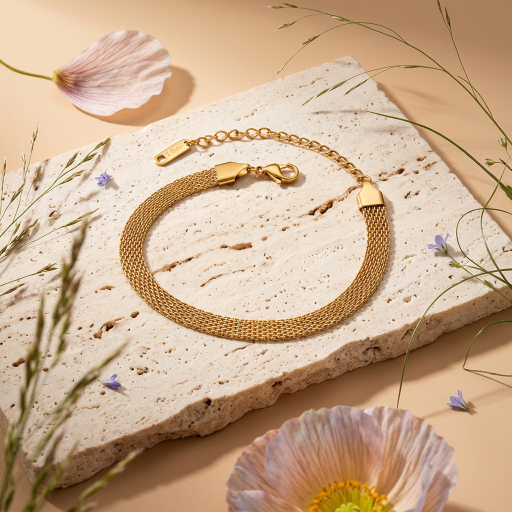 Laesia Golden Mesh Chain Bracelet