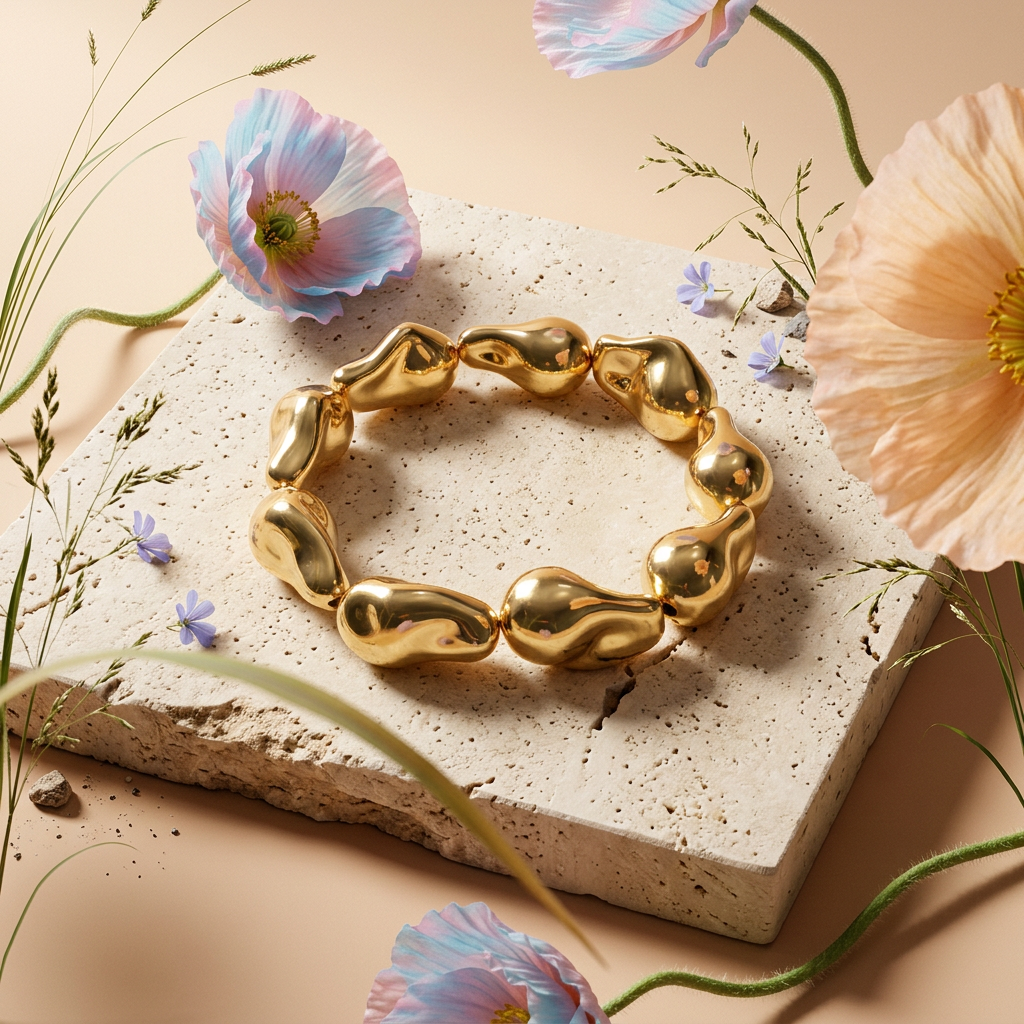 Naevia Golden Orb Link Bracelet