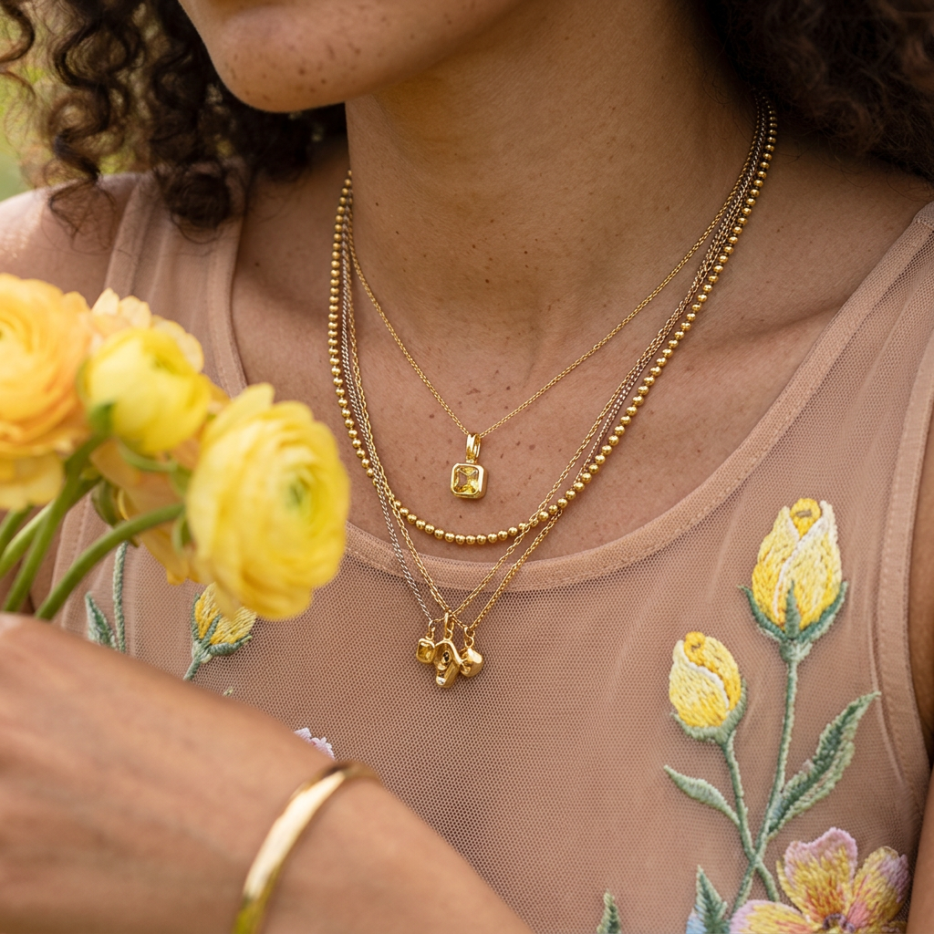 Mealia Golden Square Pendant Charm