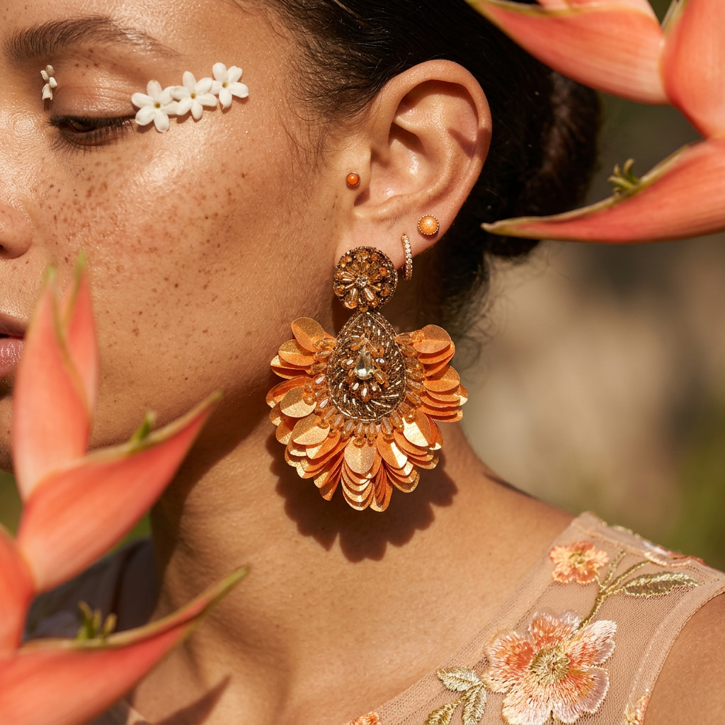 Vionia Golden Teardrop Drop Earrings