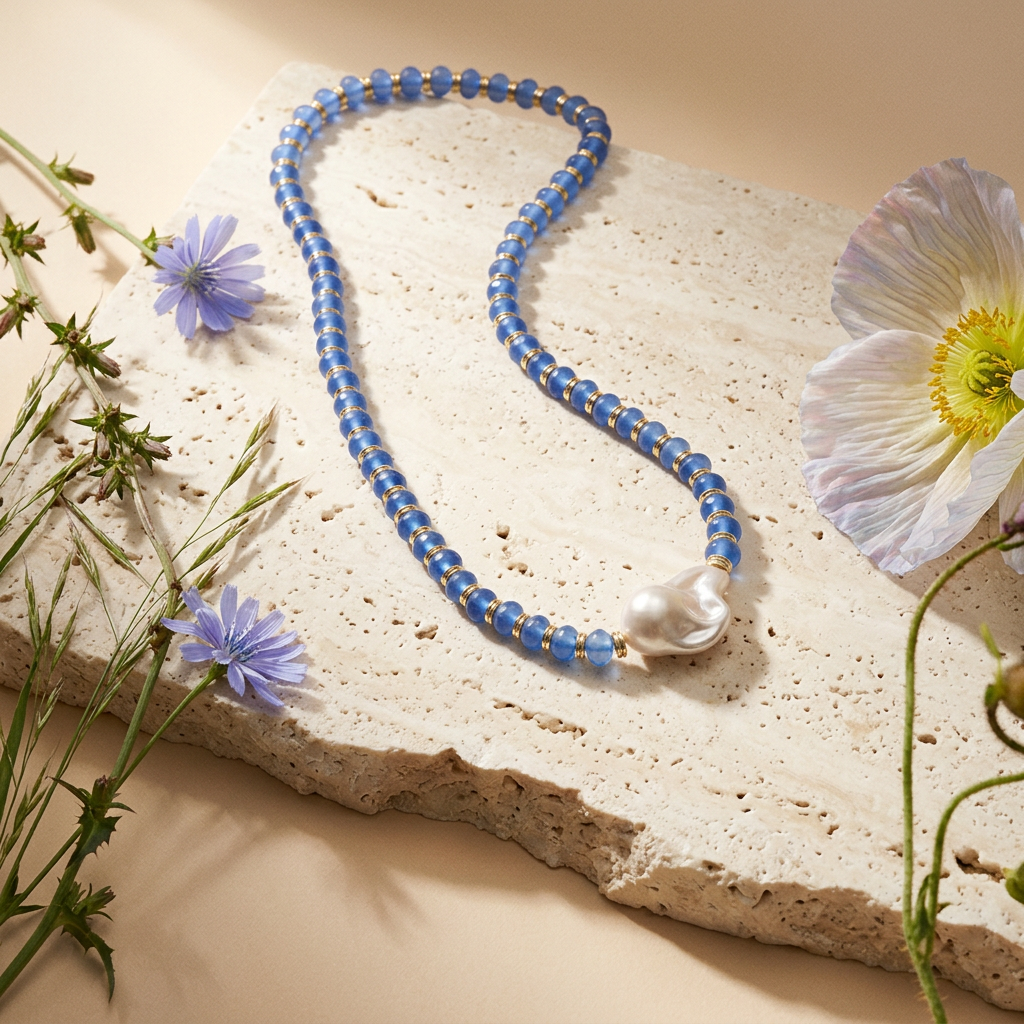 Gionia Golden Pearl Pendant Necklace