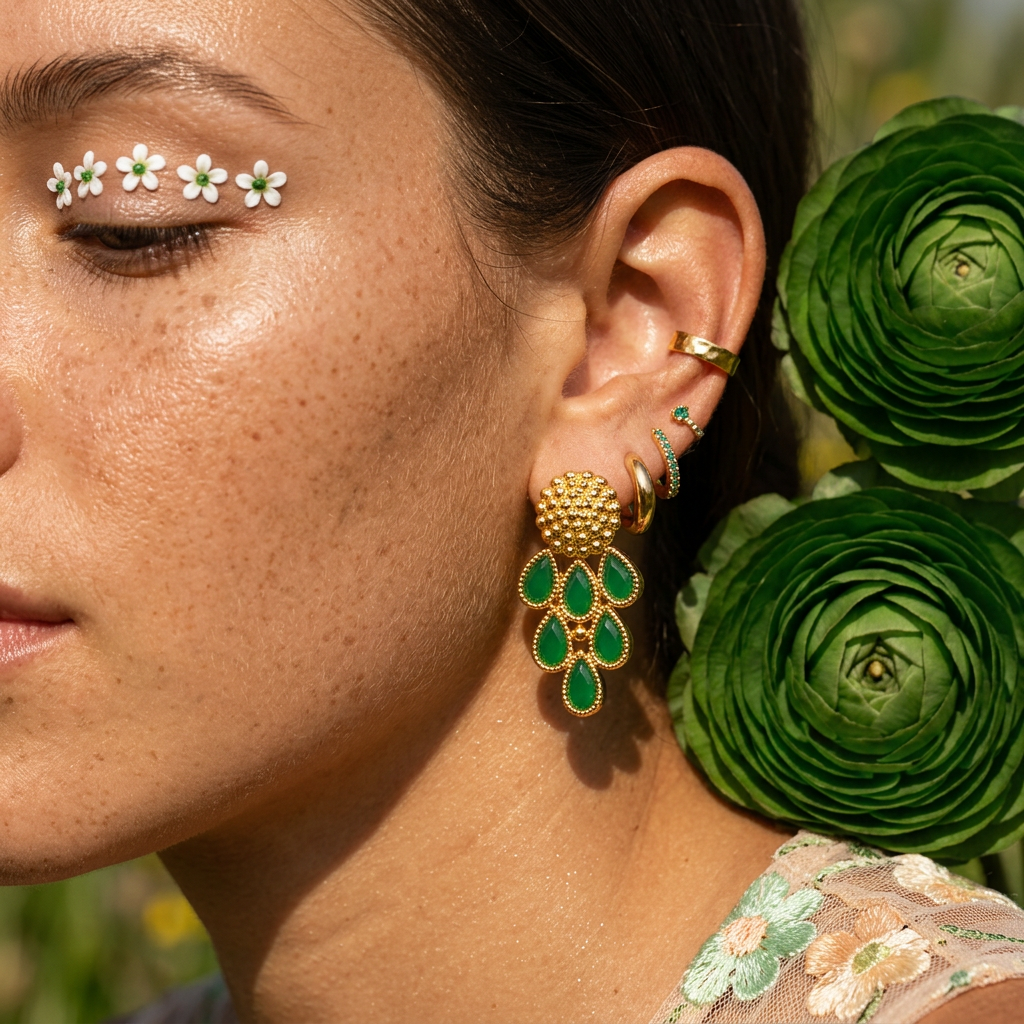 Naevia Golden Teardrop Stud Earrings