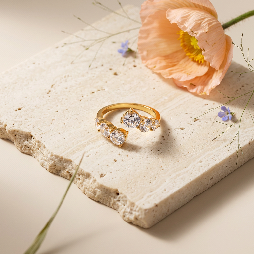 Vealia Golden Orb Band Ring