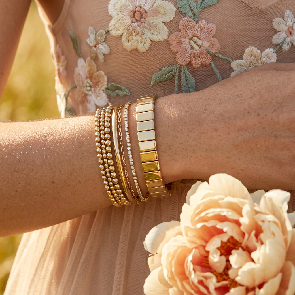 Thaevia Golden Bar Link Bracelet