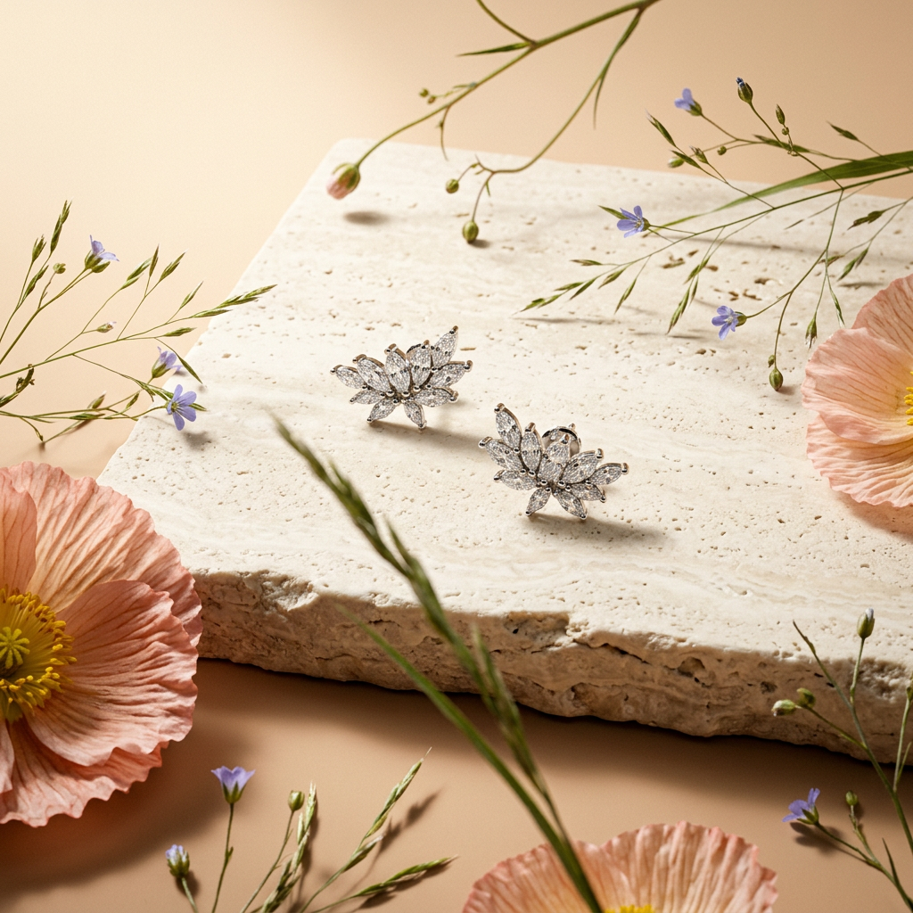 Raelia Silver Flower Cluster Stud Earrings