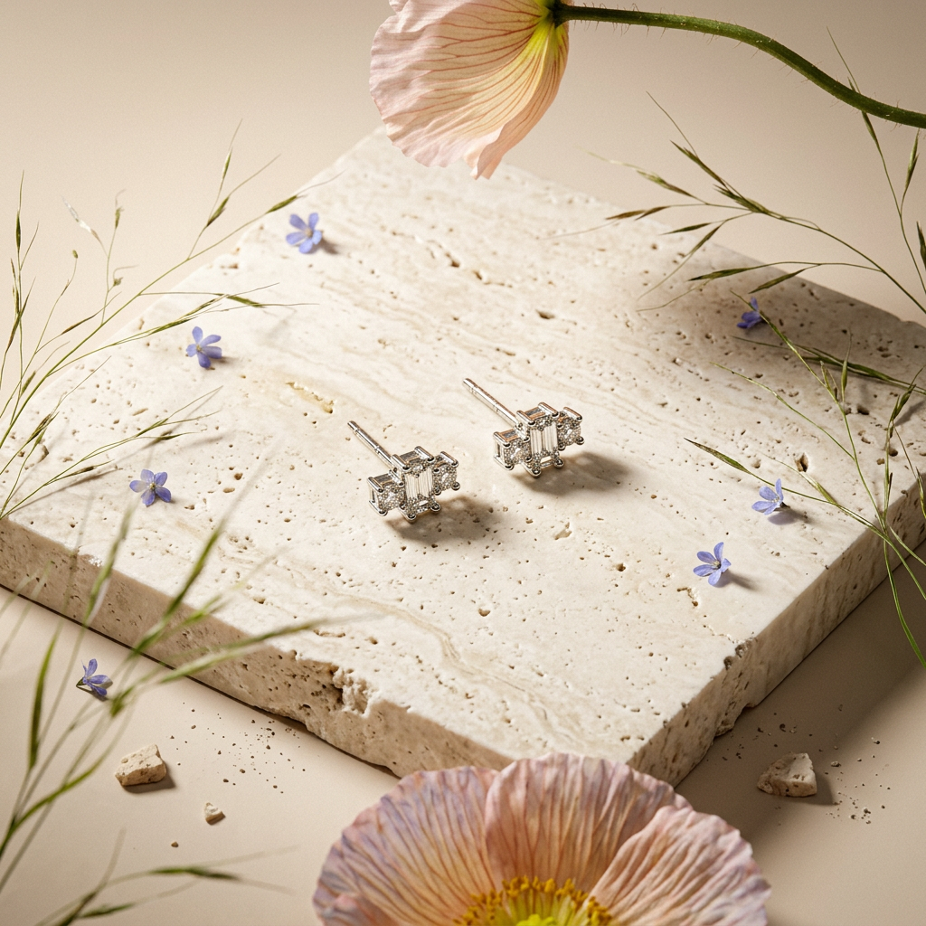Leavia Silver Cluster Stud Earrings