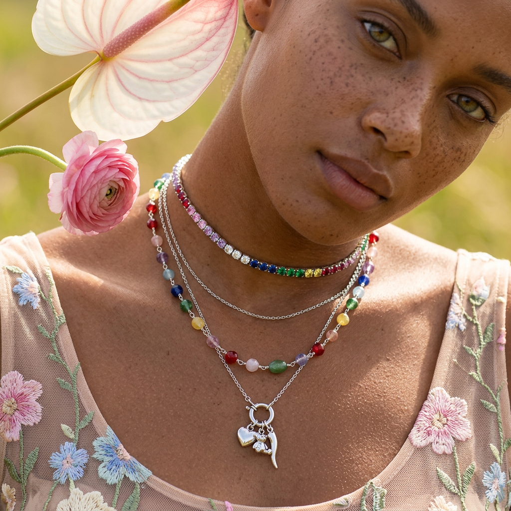 Gionia Silver Chain Tennis Necklace