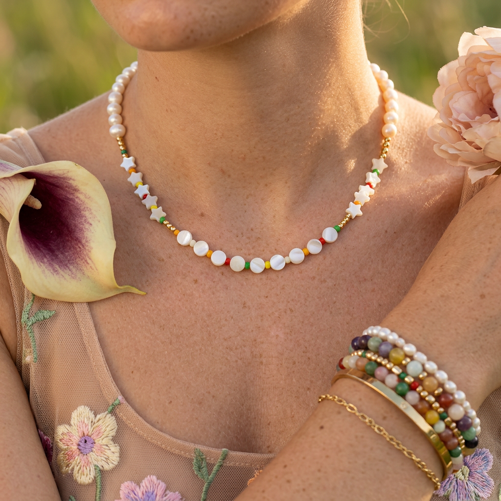 Vaelia Golden Star Choker Necklace