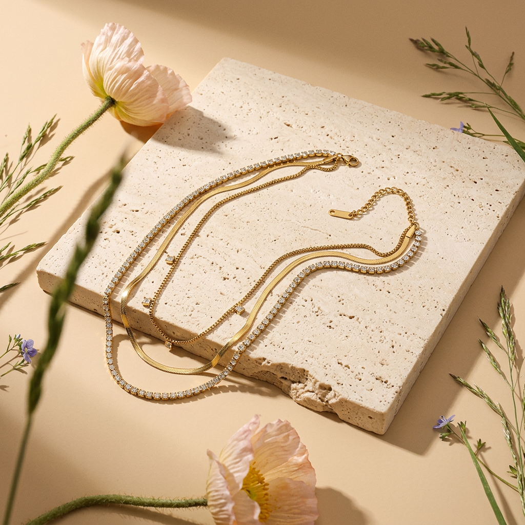 Saelia Golden Tennis Chain Necklace