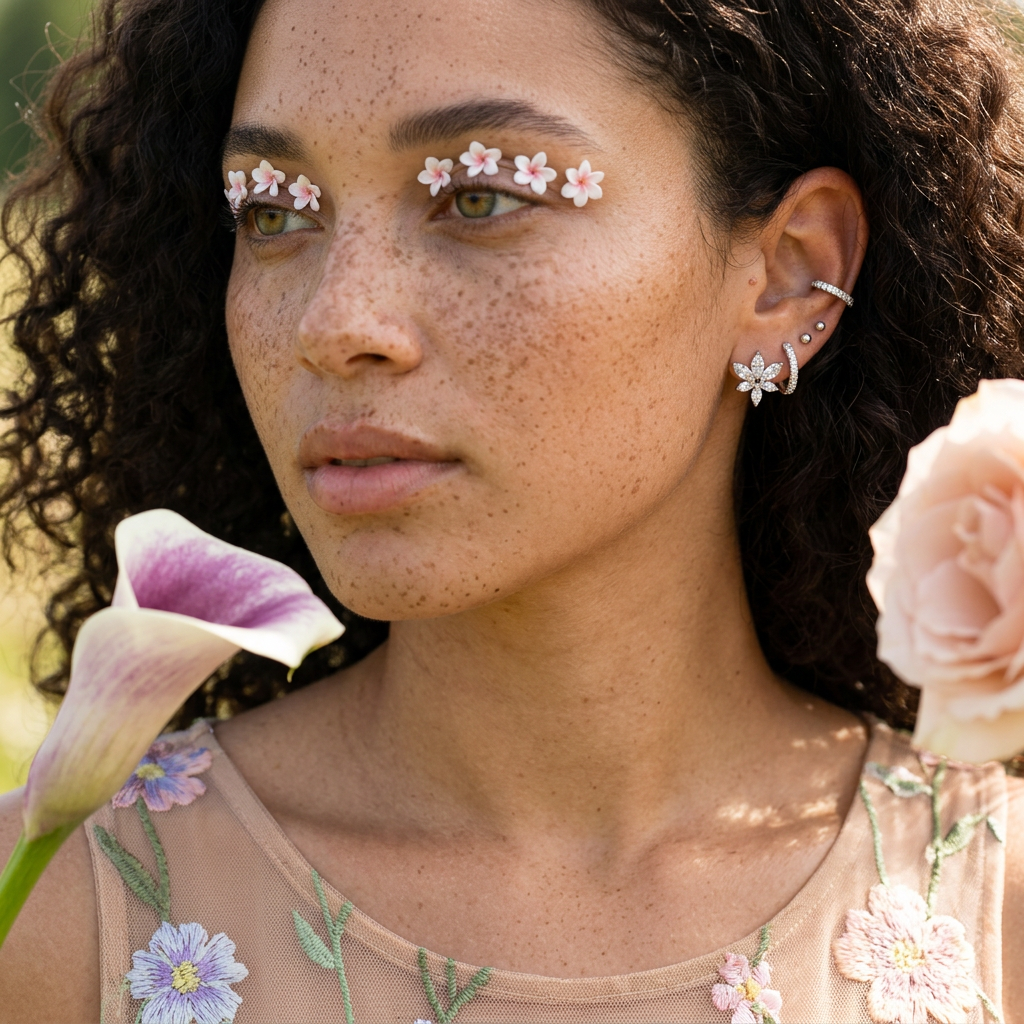Raelia Silver Flower Cluster Stud Earrings