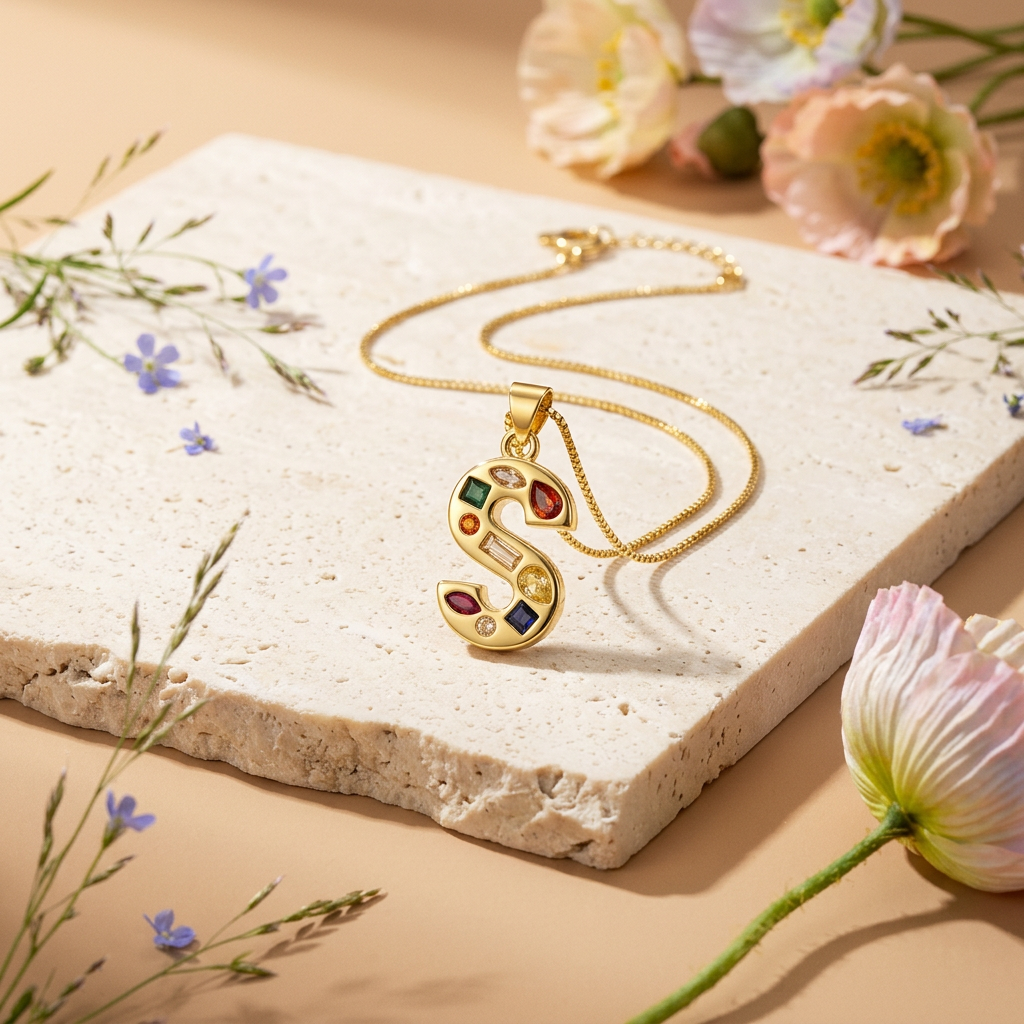 Ziomia Golden Letter Pendant Necklace