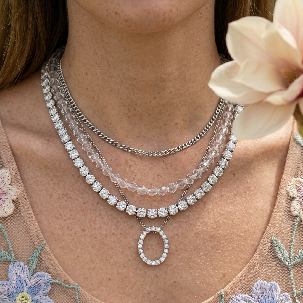 Zialia Silver Round Tennis Necklace