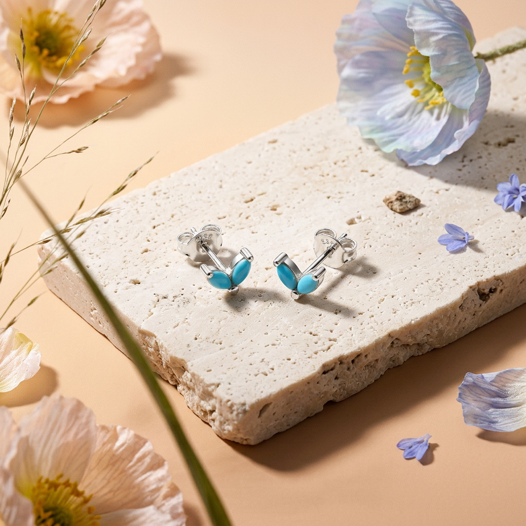 Zeavia Silver Cluster Stud Earrings
