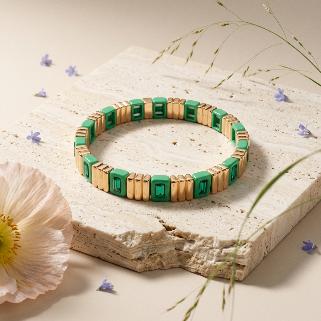 Tealia Golden Bar Strand Bracelet