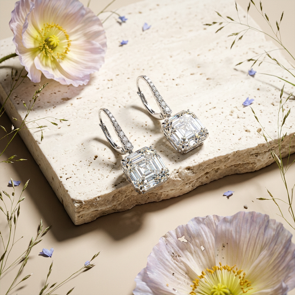 Zialia Silver Asscher Drop Earrings