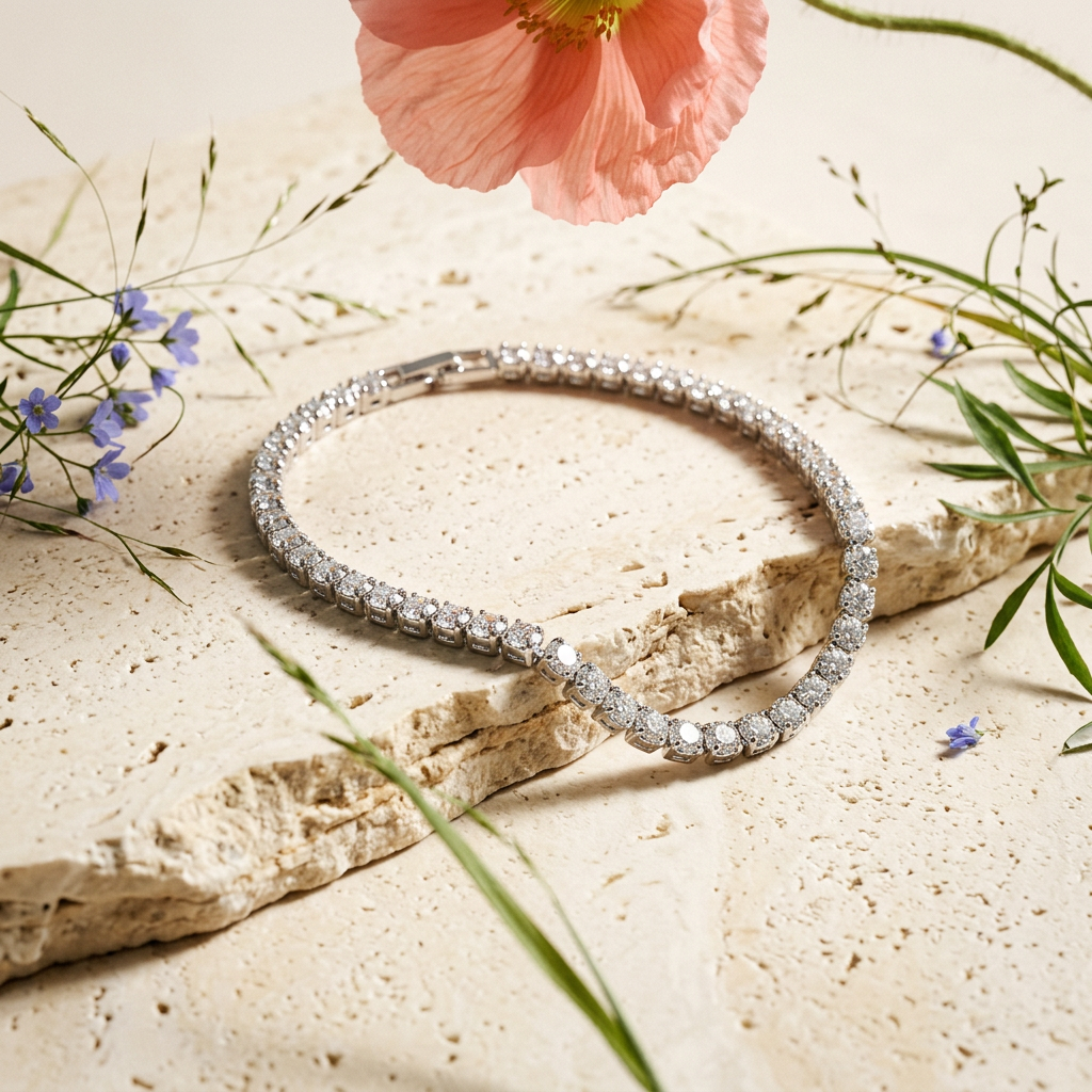 Ziolia Silver Chain Tennis Bracelet