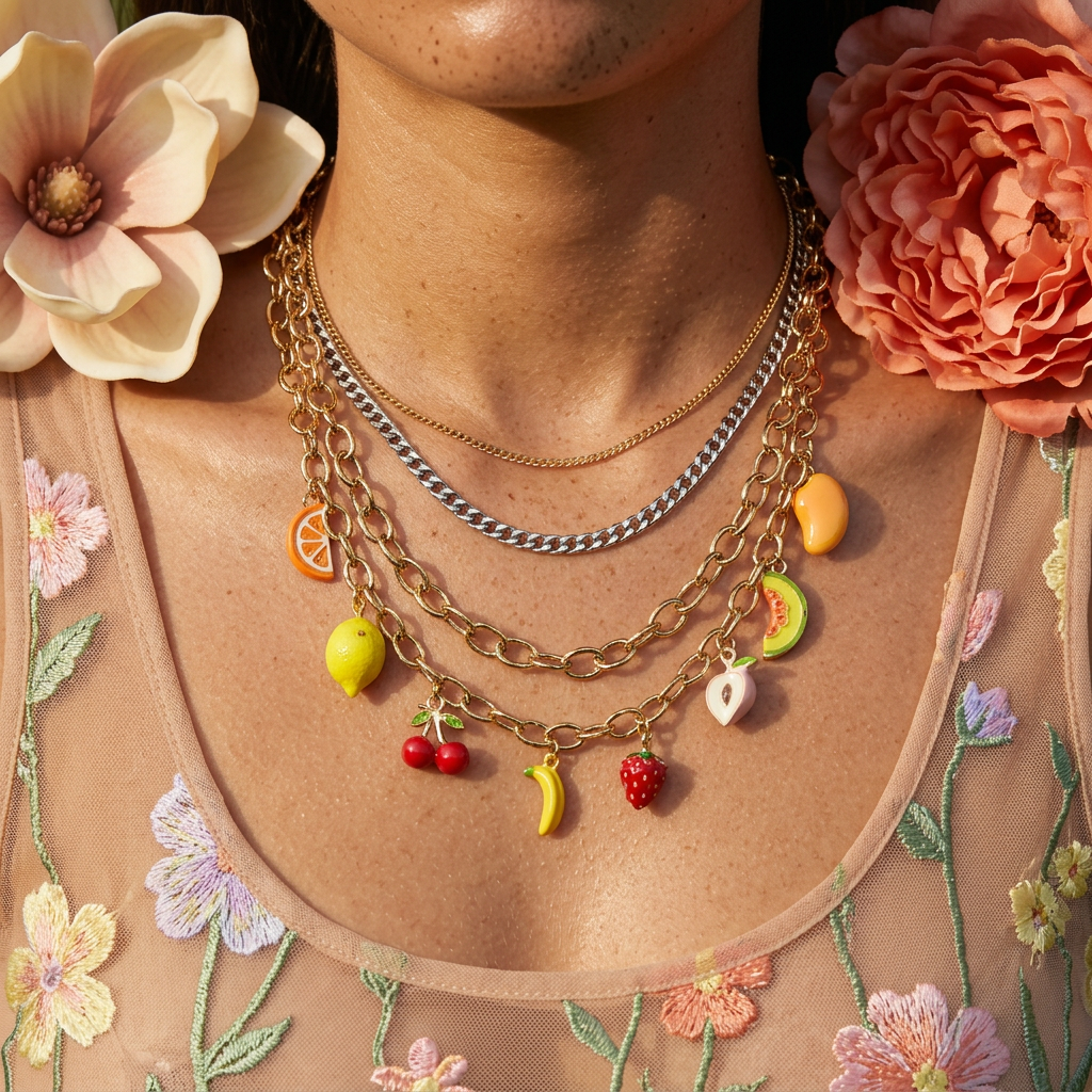 Gaelia Golden Cluster Charm Necklace