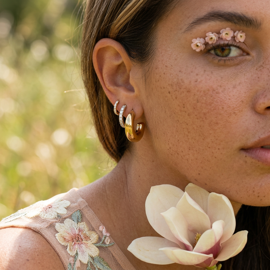 Raelina Golden Hoop Huggie Earrings
