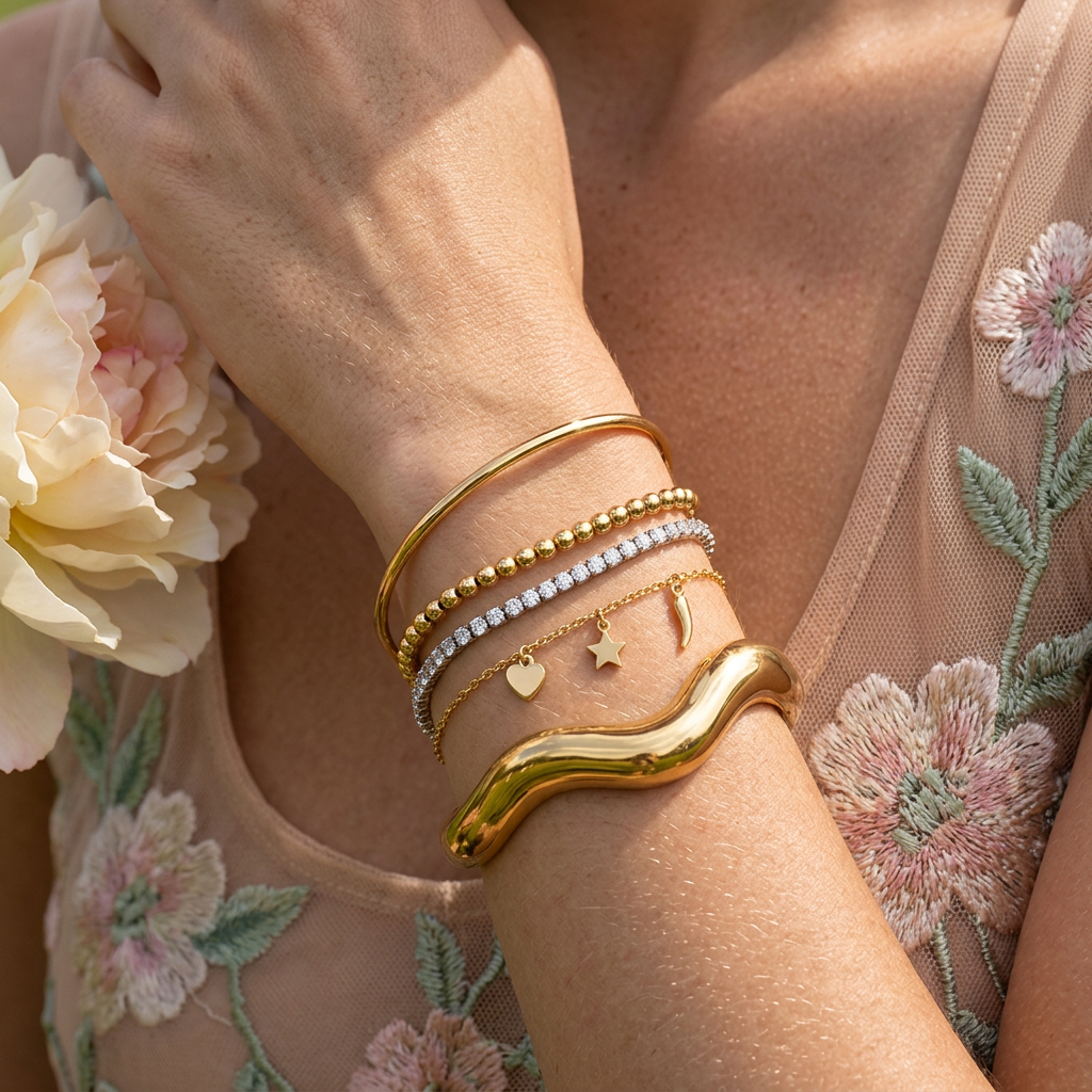 Seovia Golden Crescent Cuff Bracelet