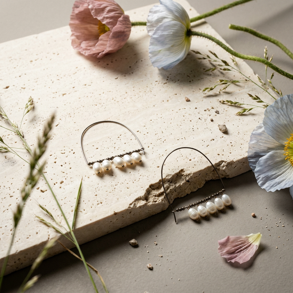 Rionia Golden Pearl Drop Earrings