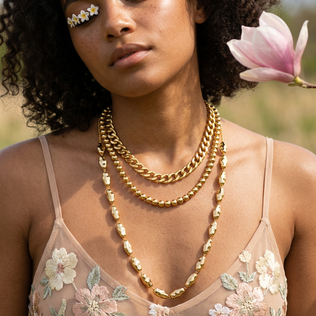 Zaevia Golden Orb Chain Necklace